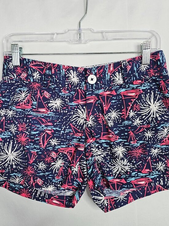 LILLY PULITZER The Callahan Shorts SPARKS FLY BLUE WHITE PINK size 00 Cotton - Picture 3 of 12